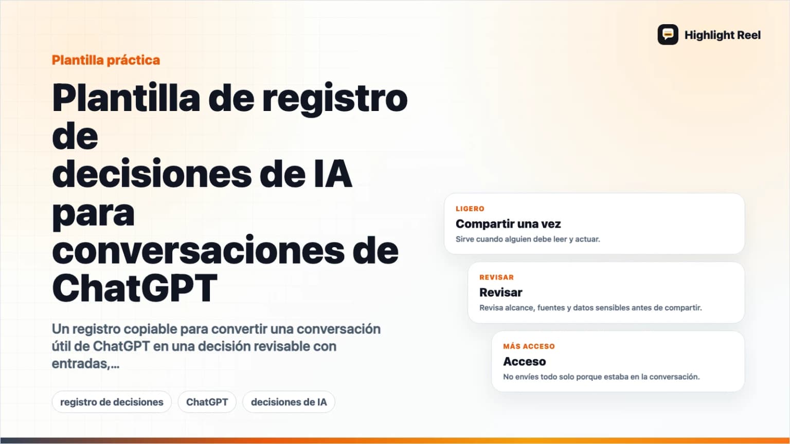 Plantilla de registro de decisiones de IA para conversaciones de ChatGPT