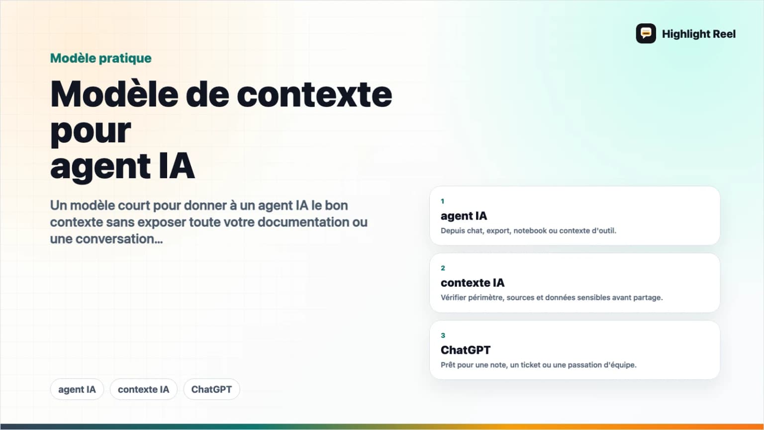 Modèle de contexte pour agent IA : quoi donner à ChatGPT, Claude, Cursor ou MCP