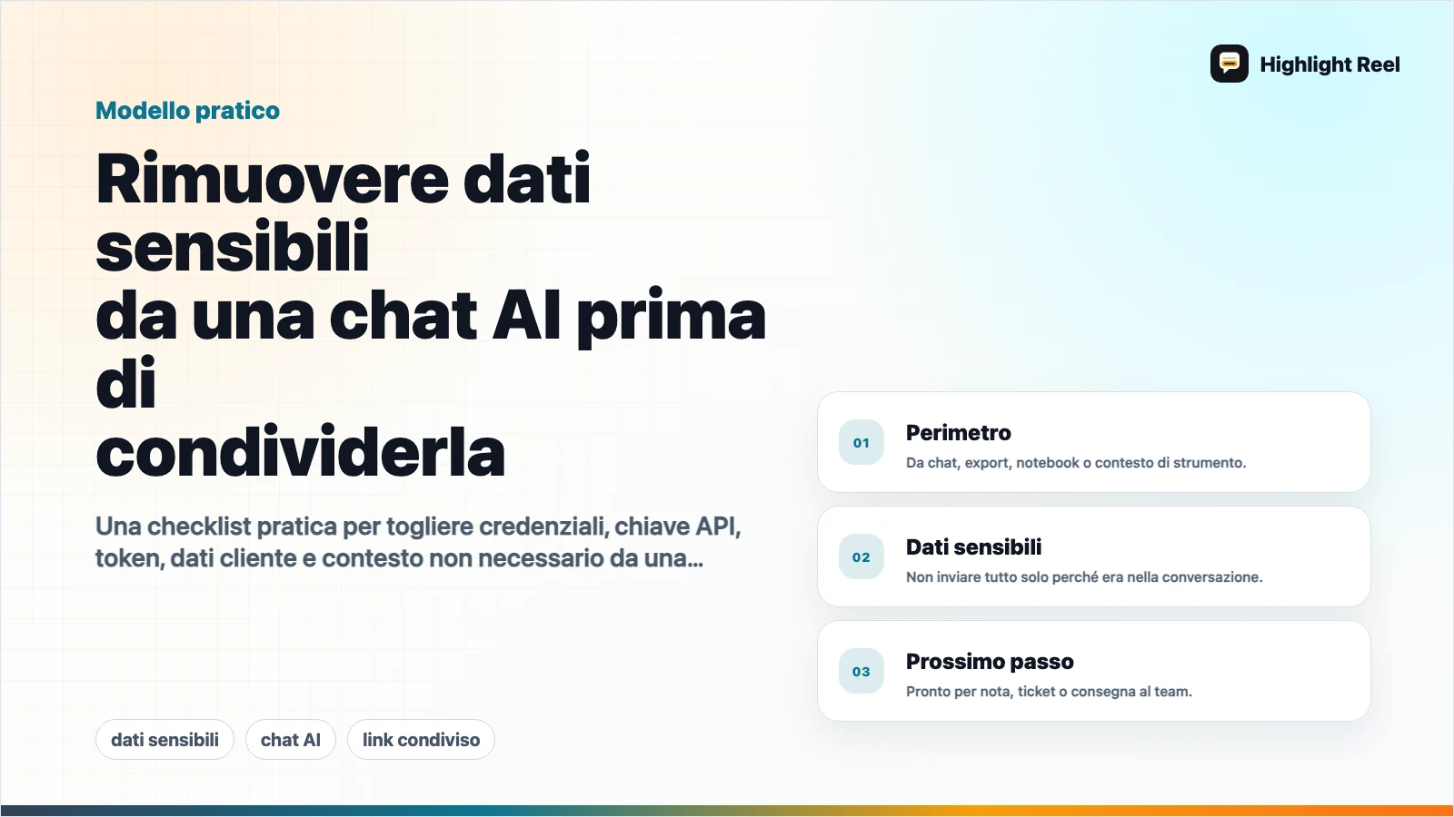 Rimuovere dati sensibili da una chat AI prima di condividerla