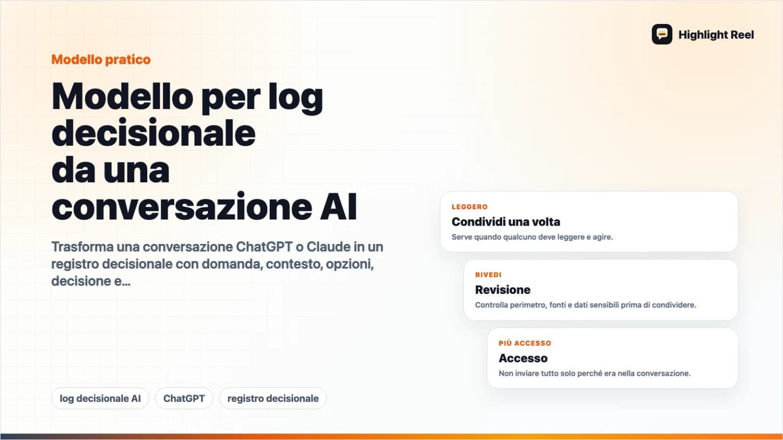Modello per log decisionale da una conversazione AI