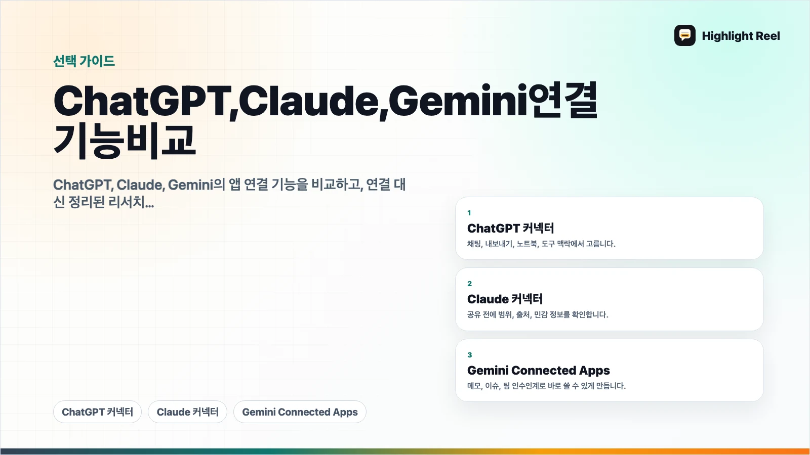 ChatGPT, Claude, Gemini 연결 기능 비교: 업무 데이터는 언제 연결할까?