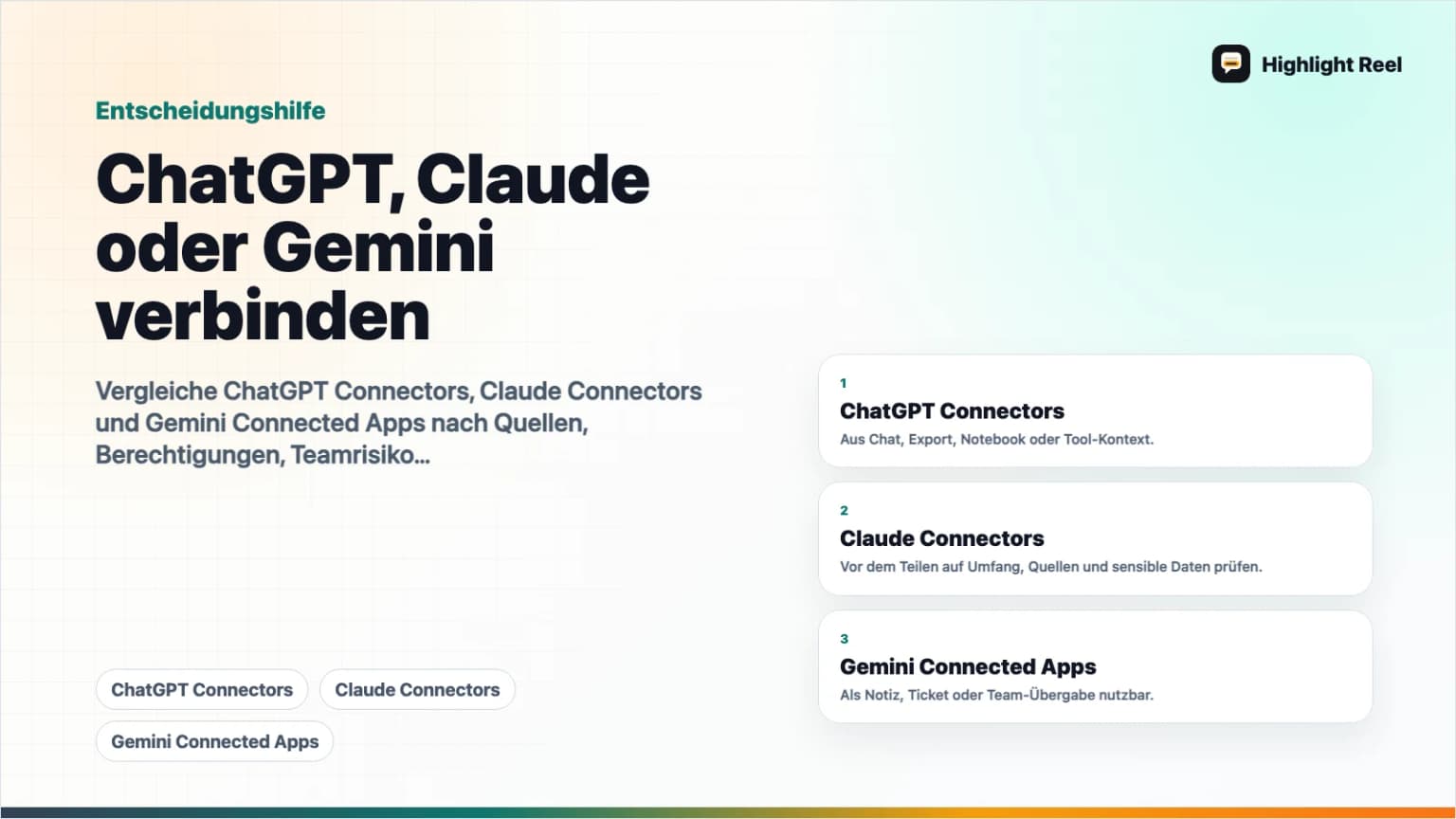 ChatGPT, Claude oder Gemini verbinden: Welcher Connector passt?