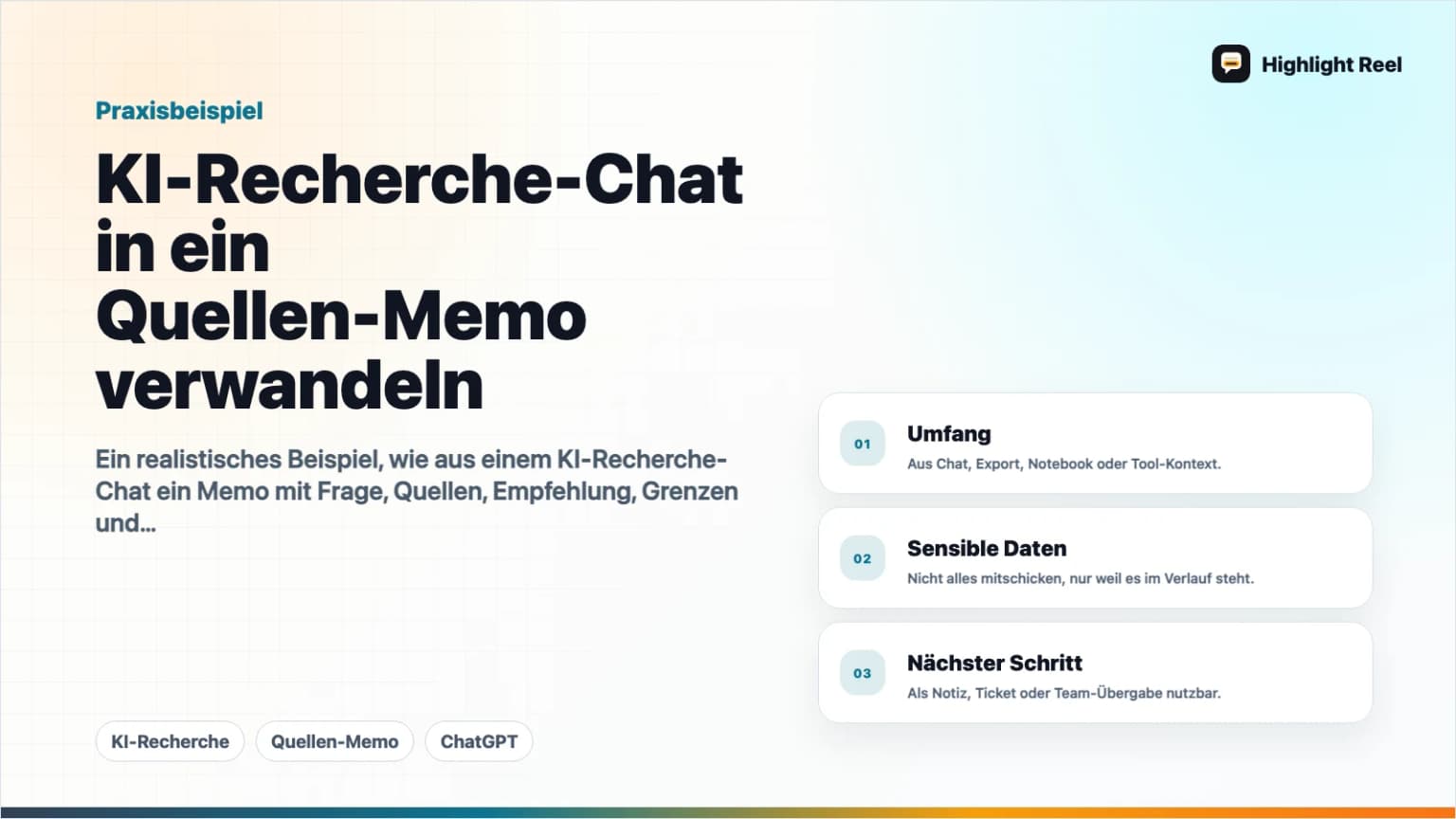 KI-Recherche-Chat in ein Quellen-Memo verwandeln