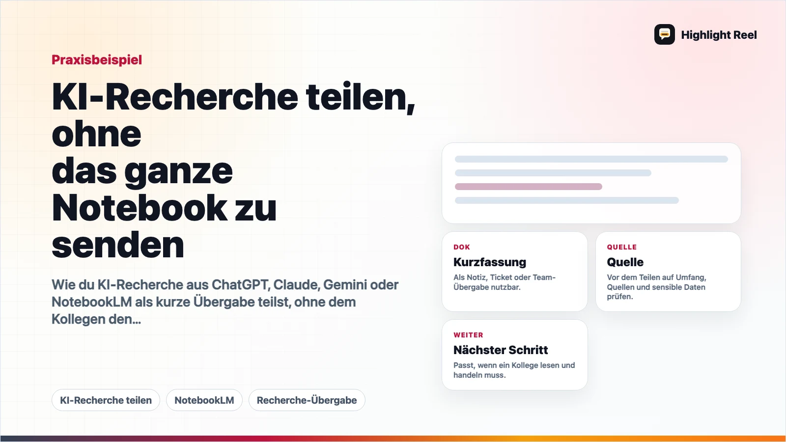 KI-Recherche teilen, ohne das ganze Notebook zu senden