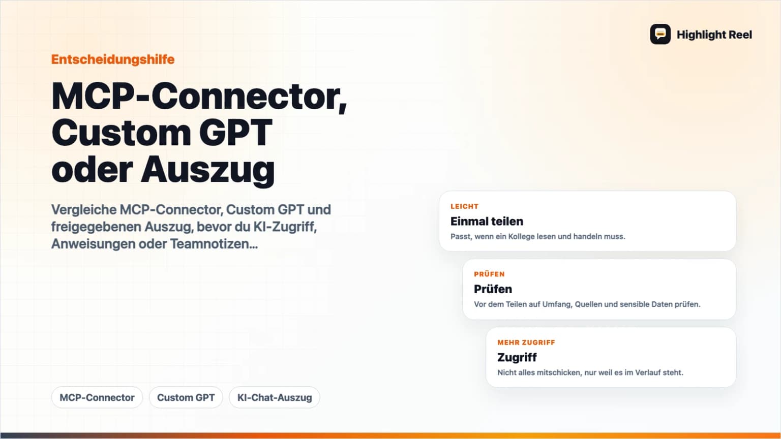 MCP-Connector, Custom GPT oder Auszug: Was passt für dein Team?