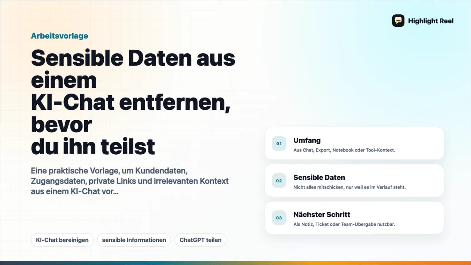 Sensible Daten aus einem KI-Chat entfernen, bevor du ihn teilst