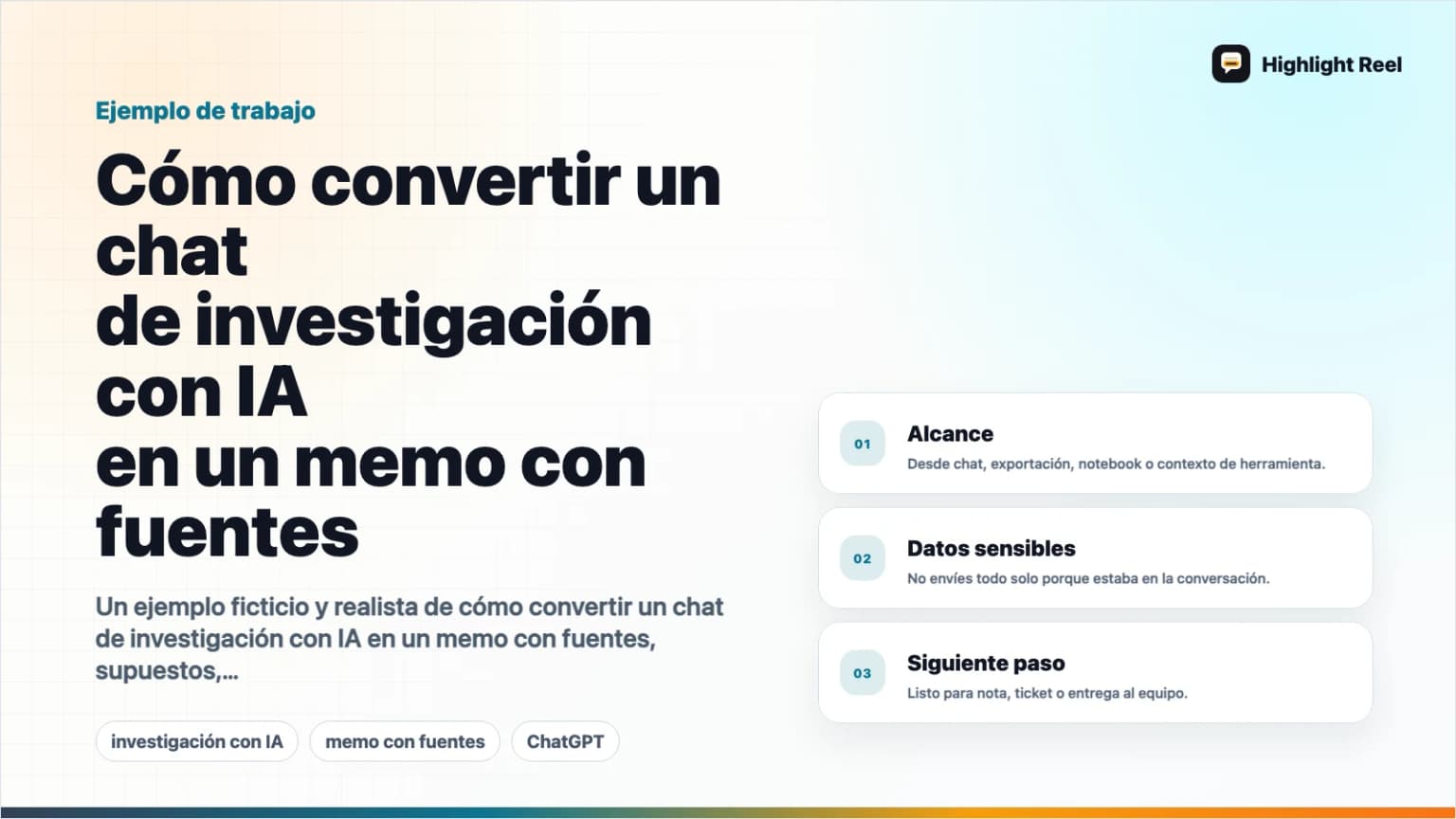 Cómo convertir un chat de investigación con IA en un memo con fuentes