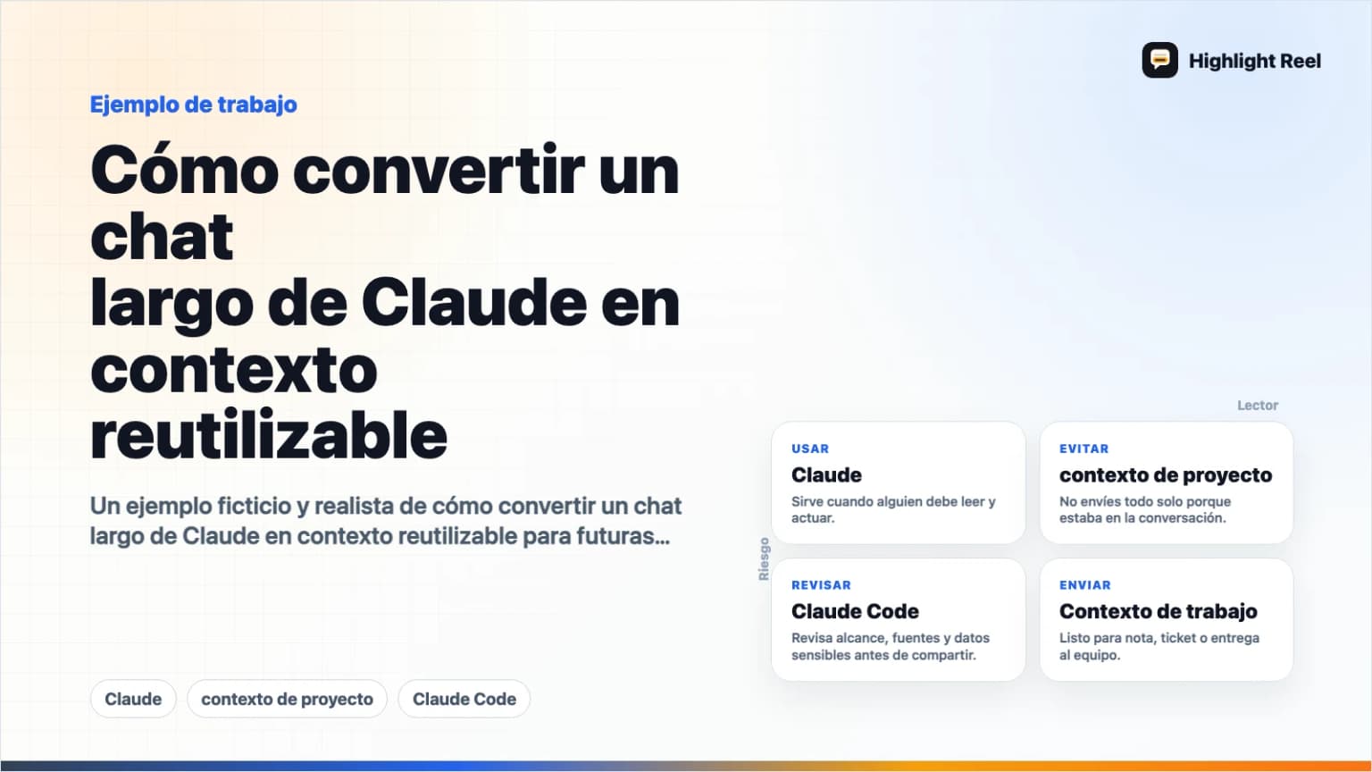 Cómo convertir un chat largo de Claude en contexto reutilizable