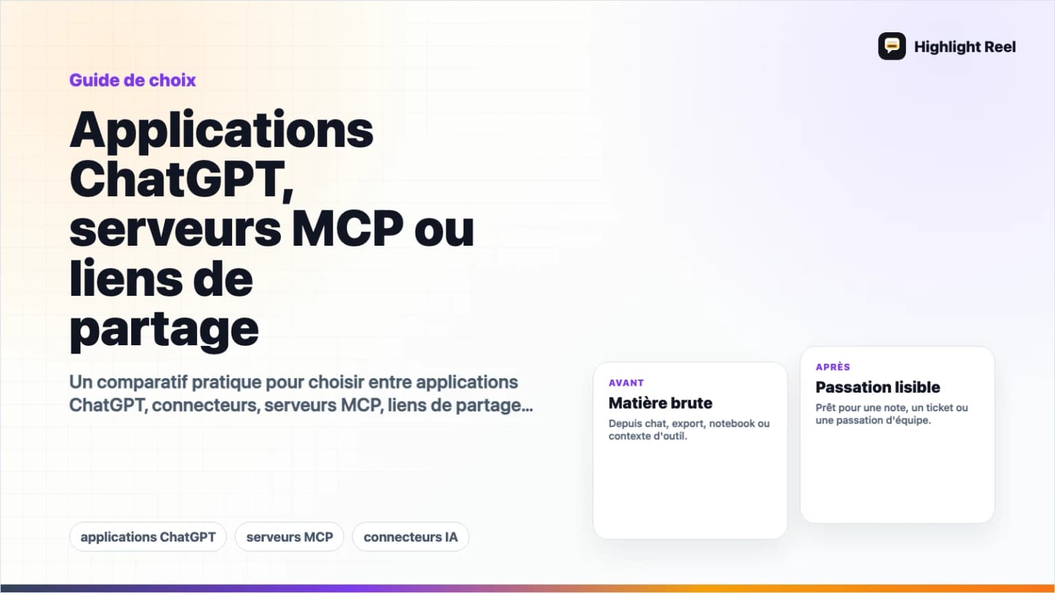 Applications ChatGPT, serveurs MCP ou liens de partage : que choisir ?