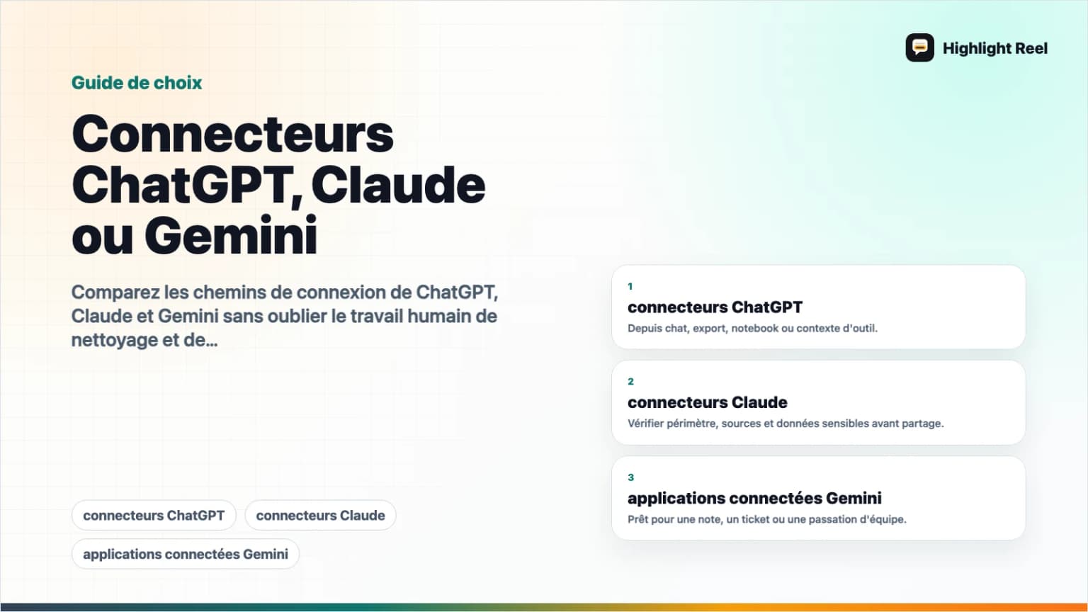 Connecteurs ChatGPT, Claude ou Gemini : lequel utiliser pour une équipe ?