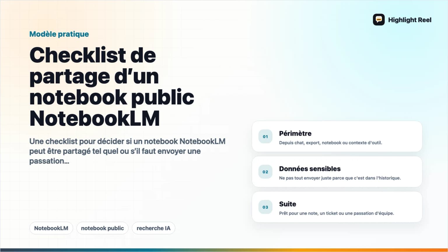 Checklist de partage d’un notebook public NotebookLM : quoi relire avant d’envoyer