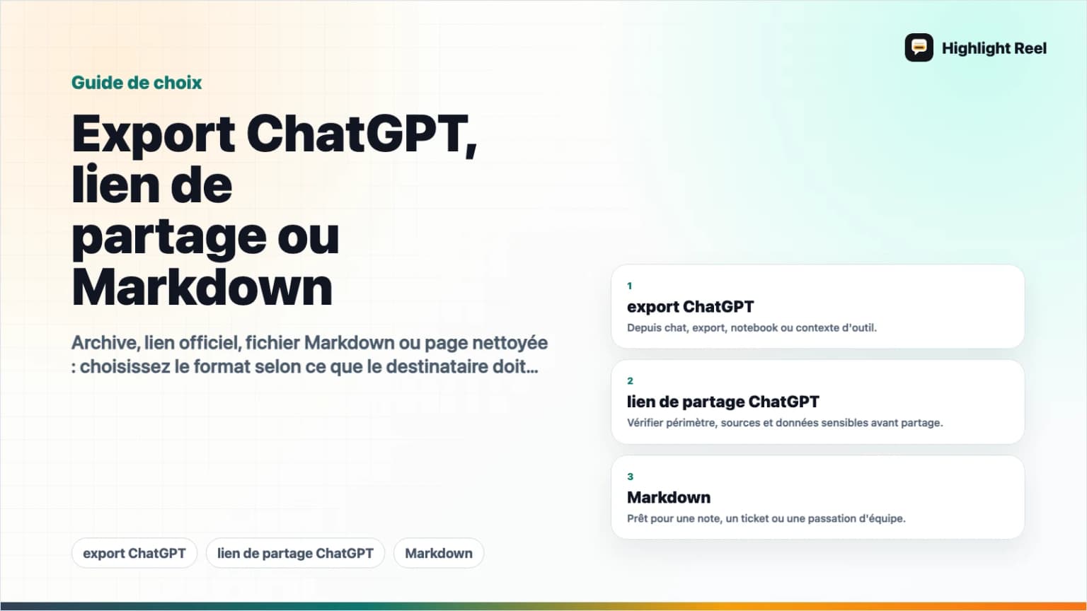 Export ChatGPT, lien de partage ou Markdown : quel format envoyer ?