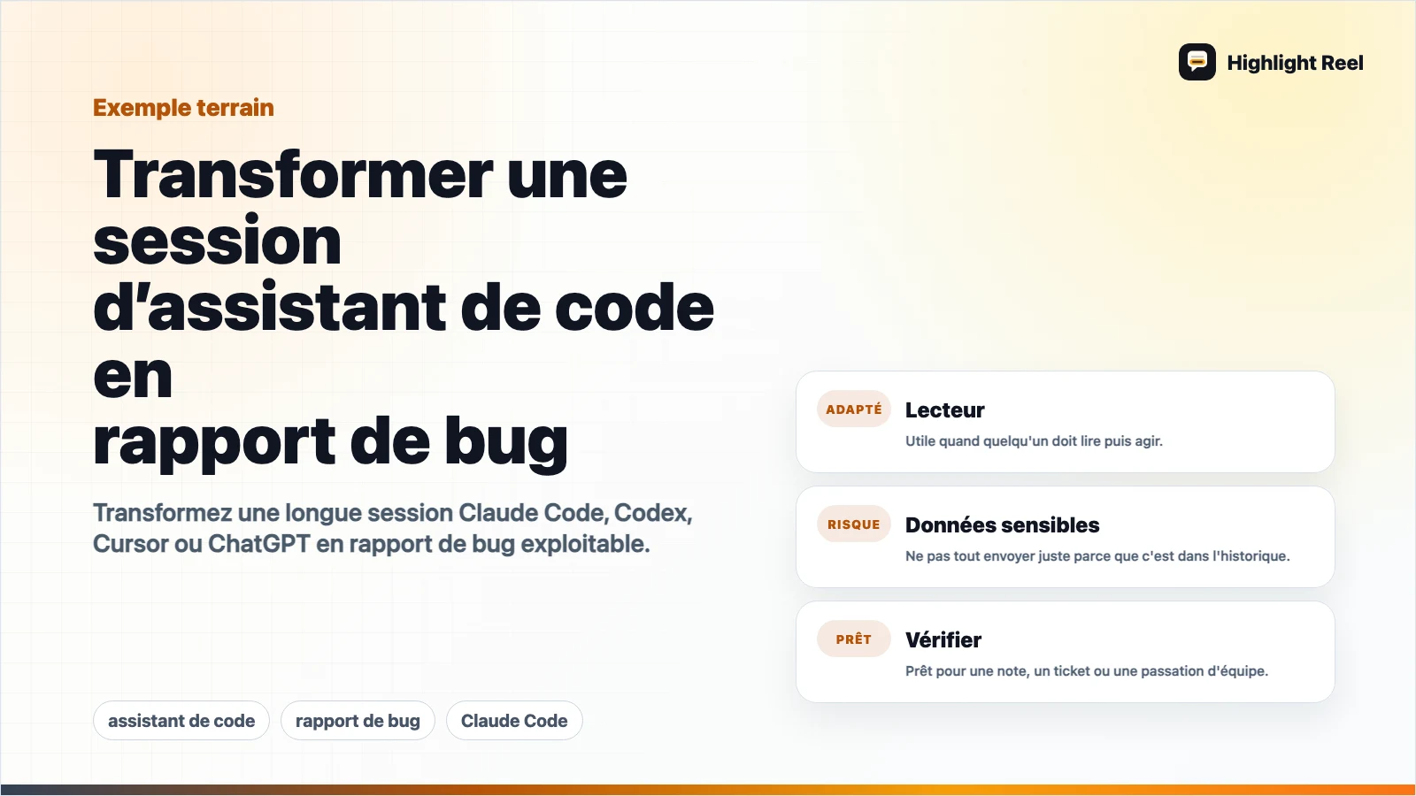 Transformer une session d’assistant de code en rapport de bug