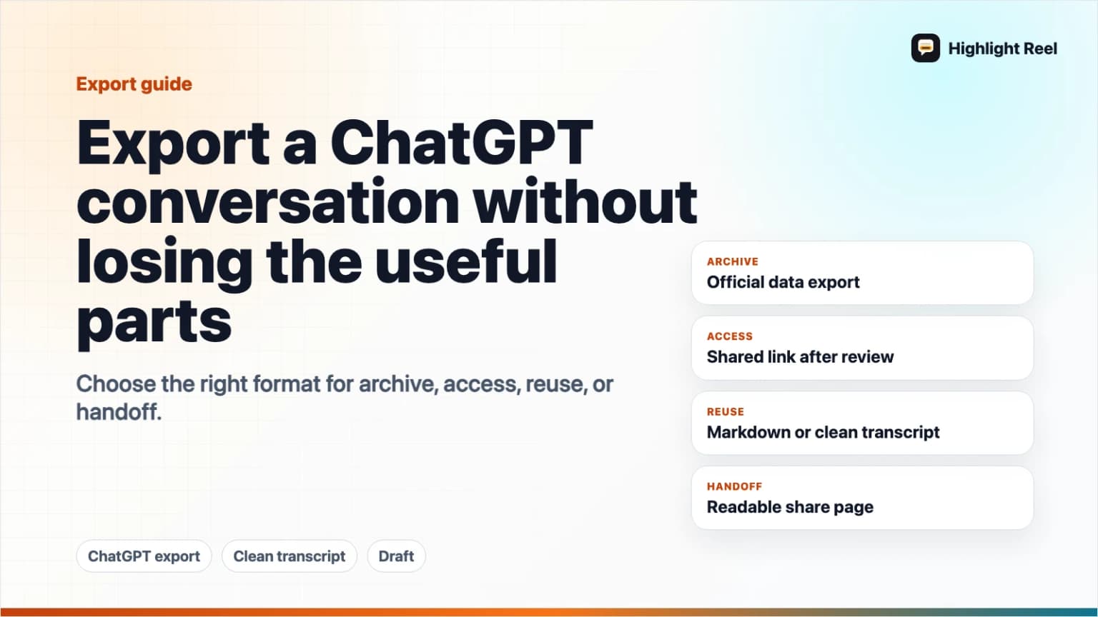 How to Export a ChatGPT Conversation Without Losing the Useful Parts