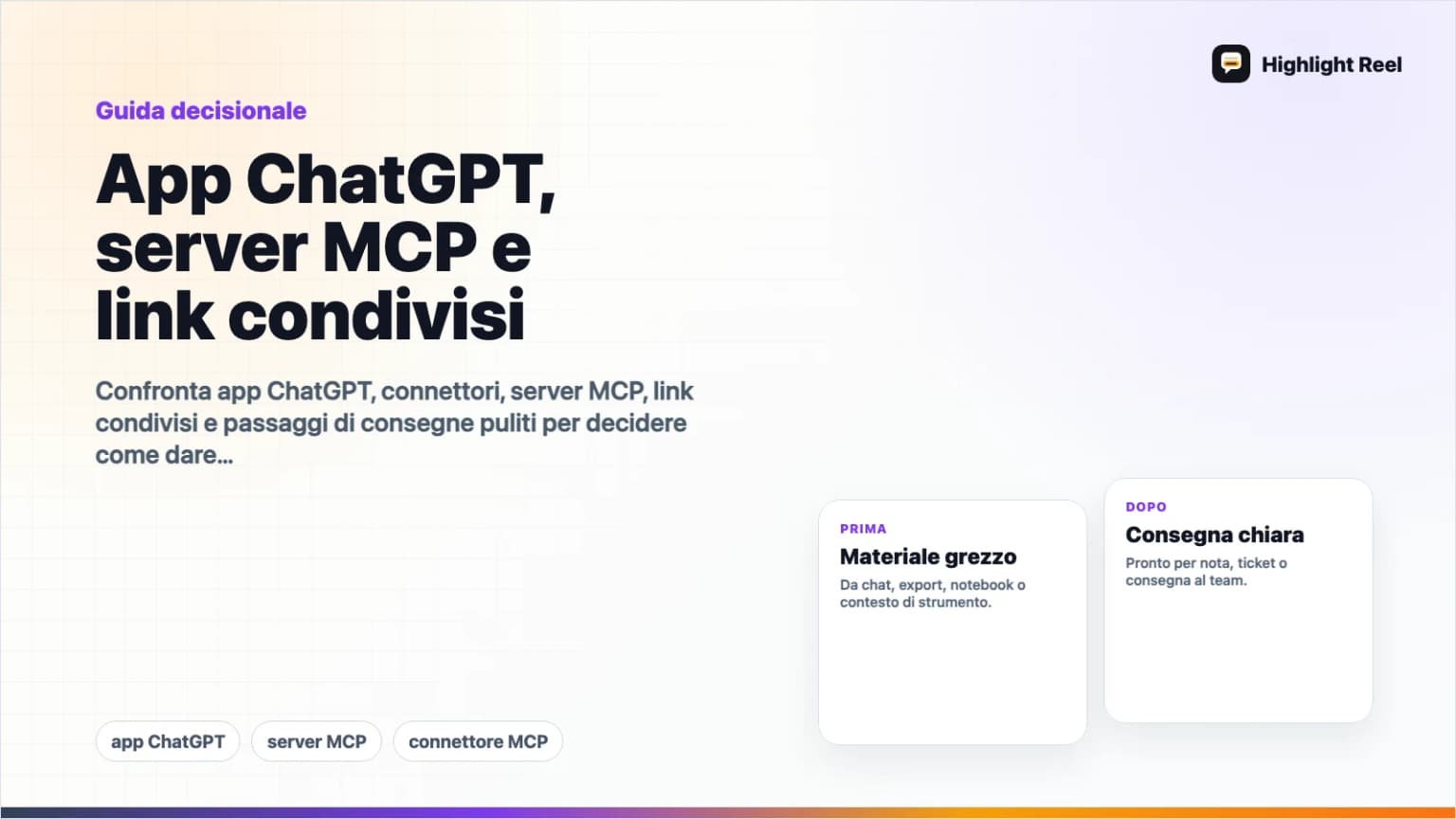 App ChatGPT, server MCP e link condivisi: come passare contesto di lavoro