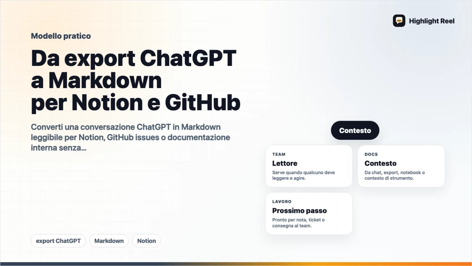 Da export ChatGPT a Markdown per Notion e GitHub