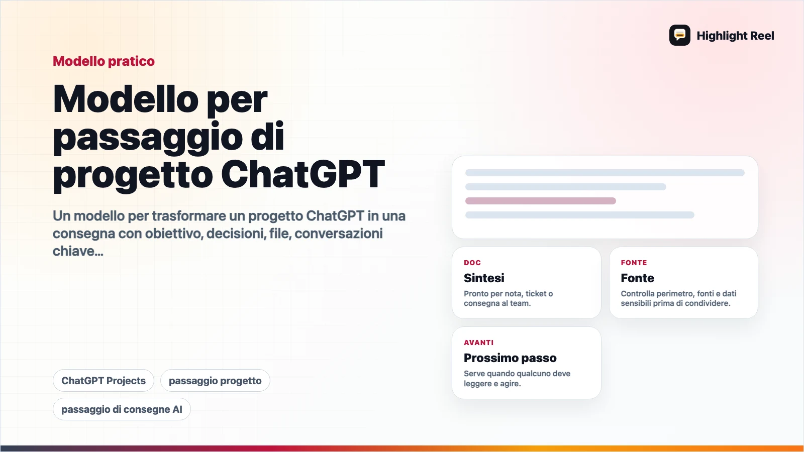 Modello per passaggio di progetto ChatGPT