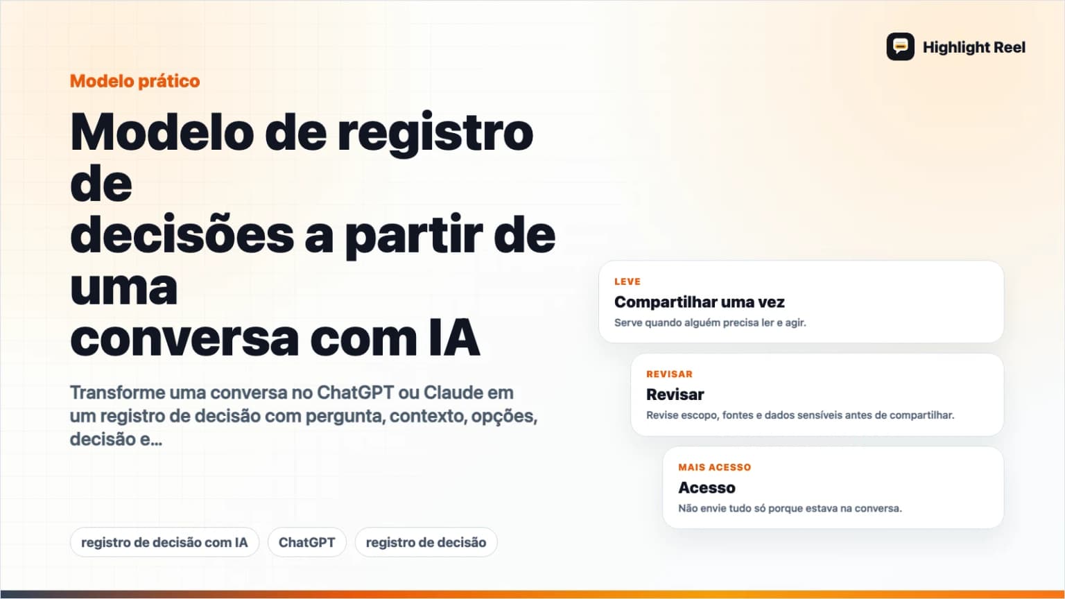 Modelo de registro de decisões a partir de uma conversa com IA