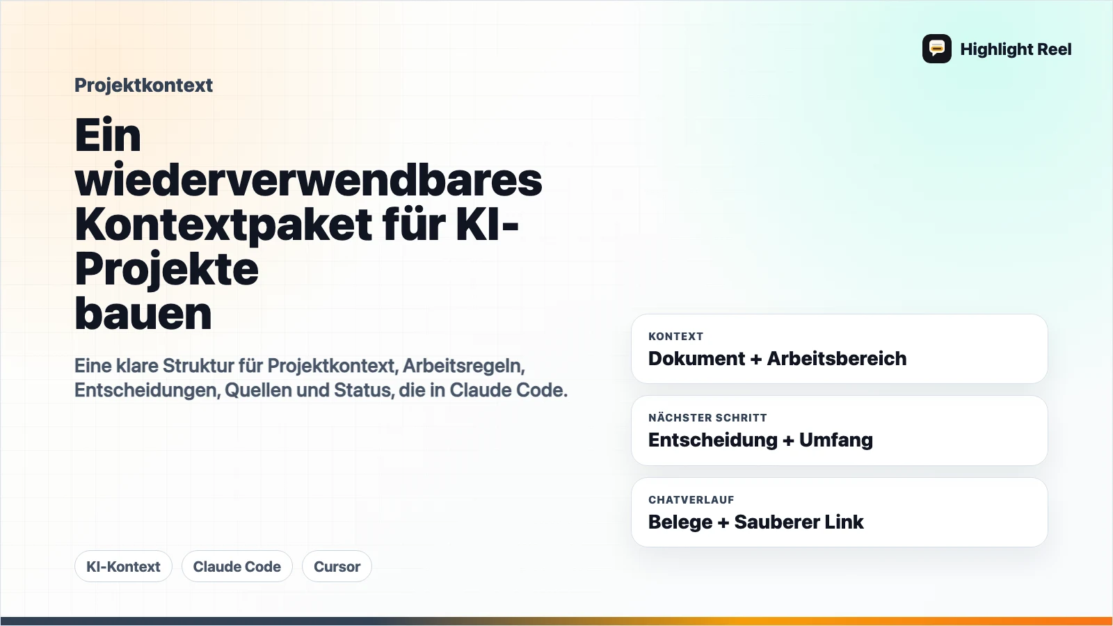 Ein wiederverwendbares Kontextpaket für KI-Projekte bauen