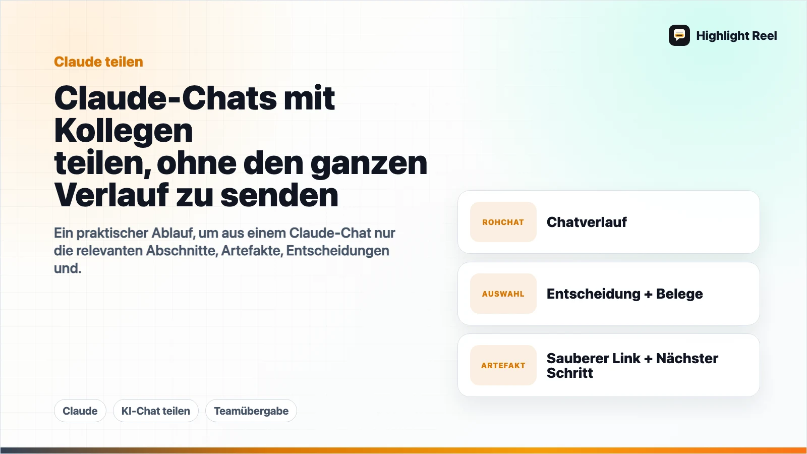 Claude-Chats mit Kollegen teilen, ohne den ganzen Verlauf zu senden