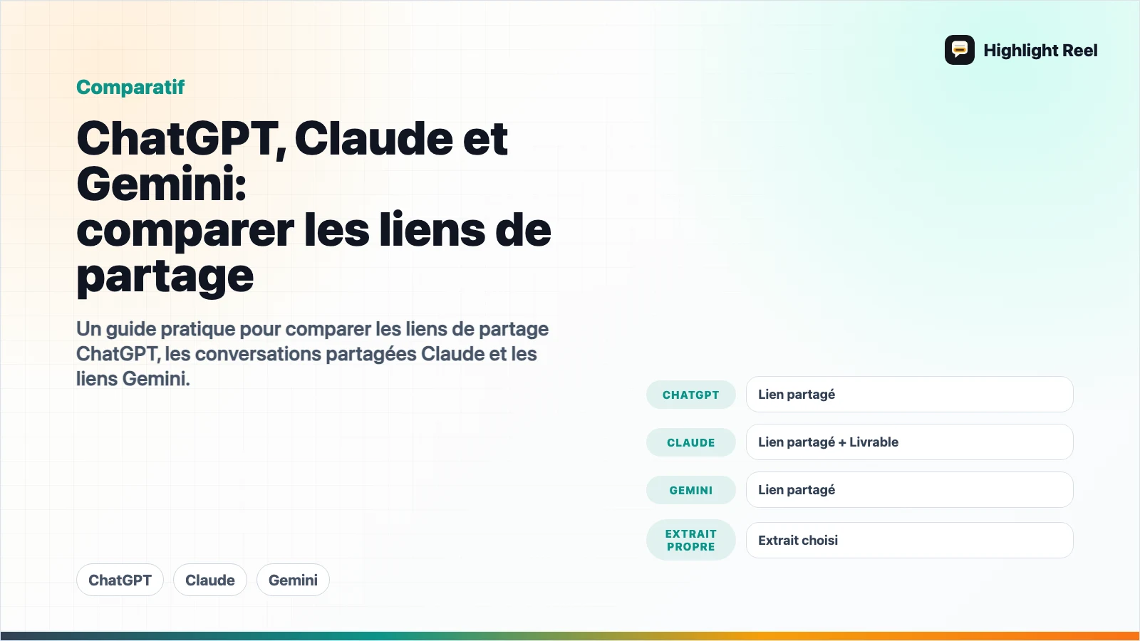 ChatGPT, Claude et Gemini : comparer les liens de partage