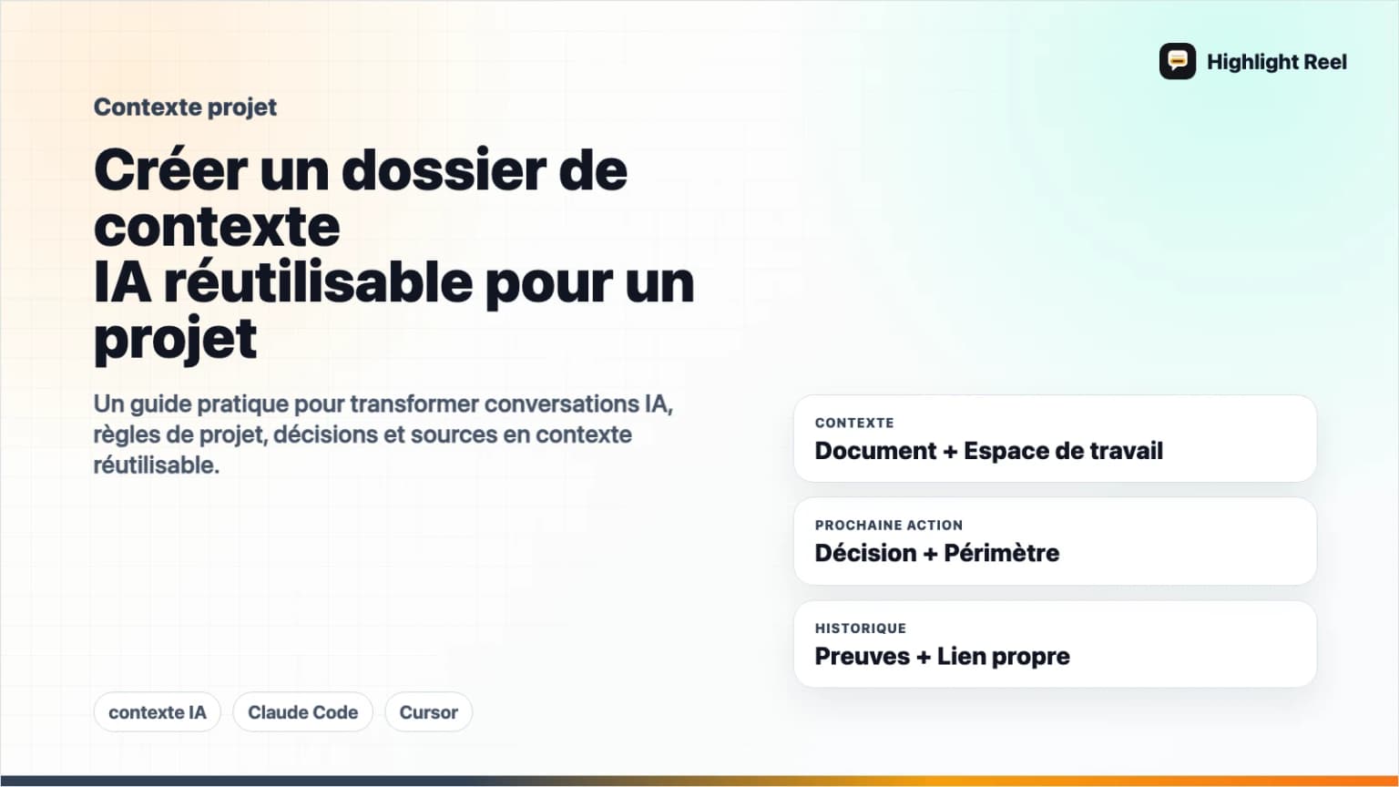 Créer un dossier de contexte IA réutilisable pour un projet
