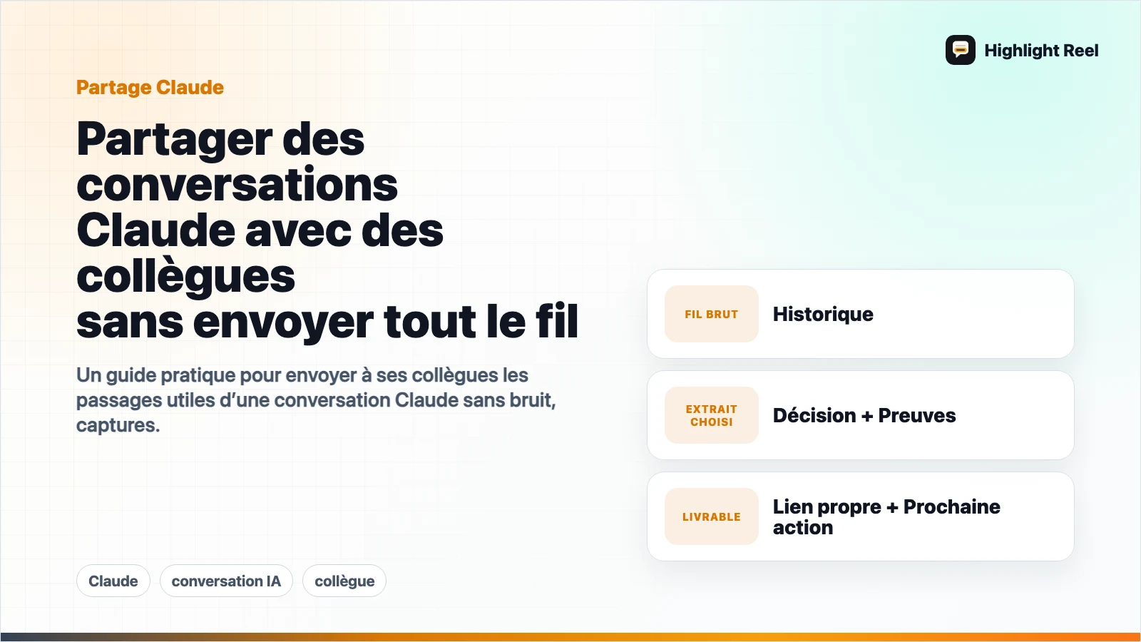 Partager des conversations Claude avec des collègues sans envoyer tout le fil