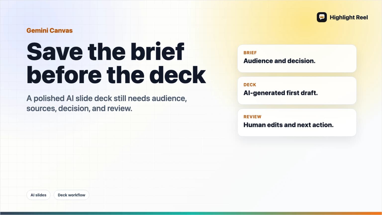 Gemini Canvas Can Make Slides. Save the Brief Before the Deck Exists