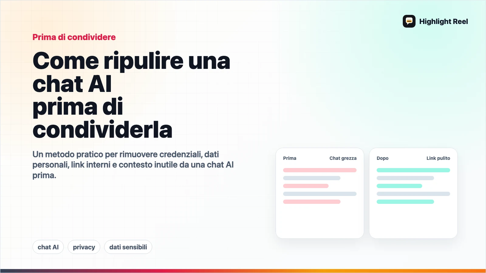 Come ripulire una chat AI prima di condividerla