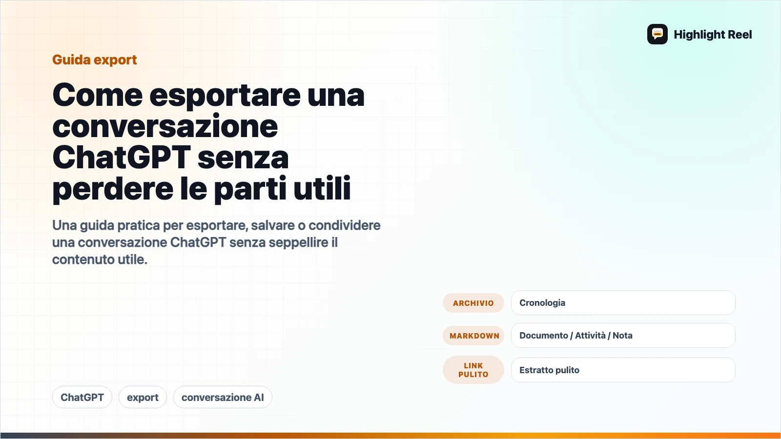 Come esportare una conversazione ChatGPT senza perdere le parti utili