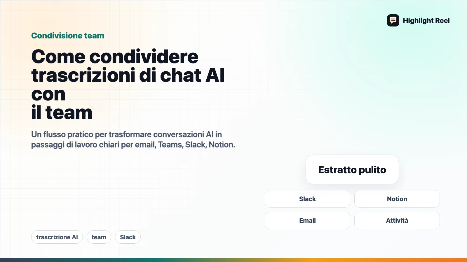 Come condividere trascrizioni di chat AI con il team
