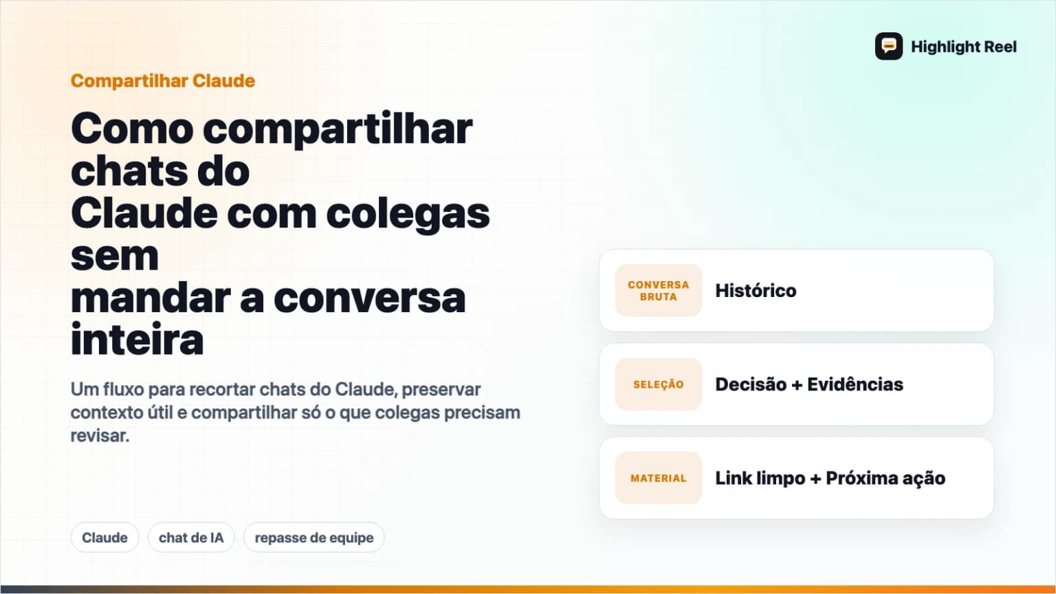 Como compartilhar chats do Claude com colegas sem mandar a conversa inteira