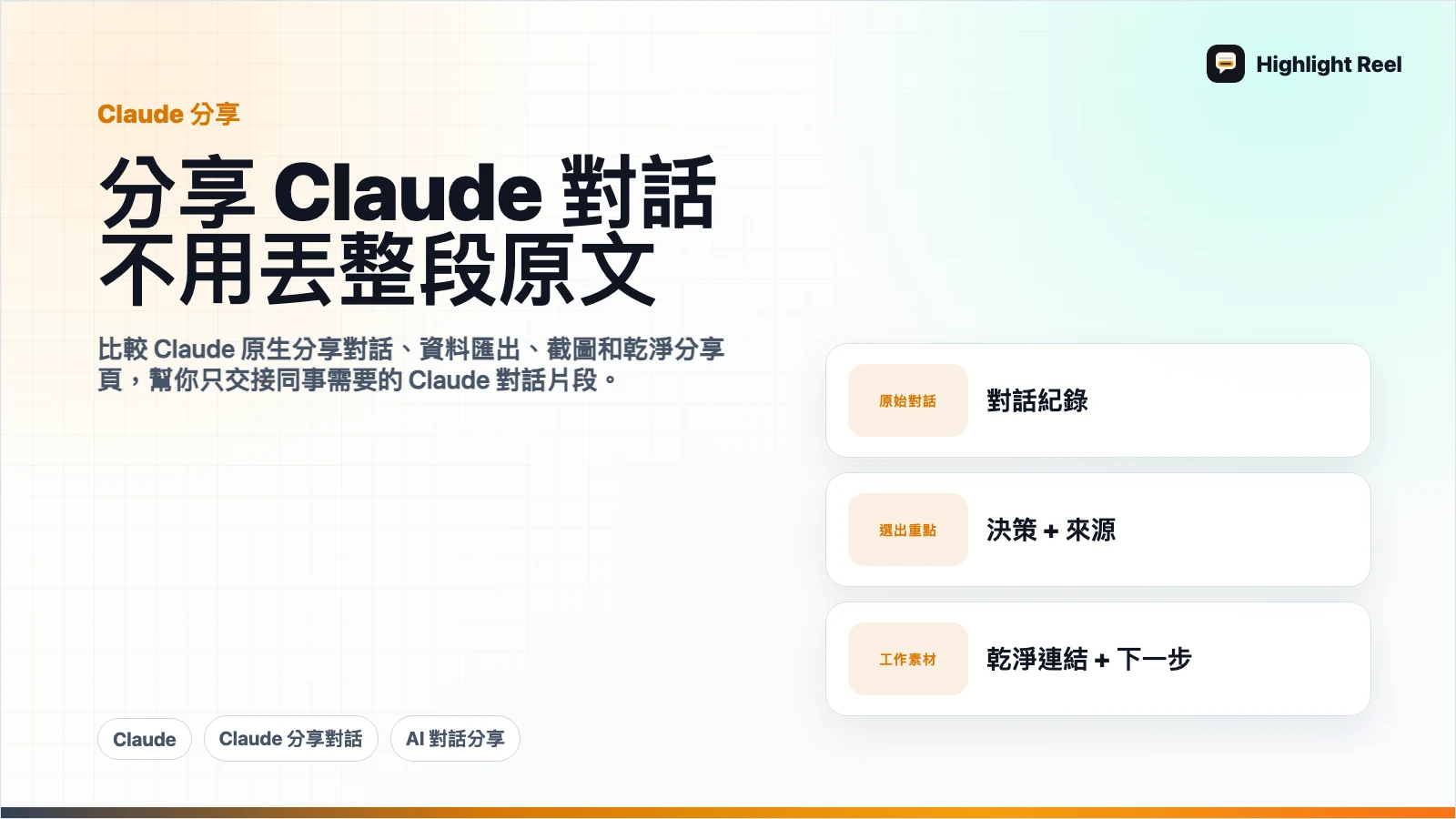 怎麼把 Claude 對話分享給同事,又不用丟整段原始對話?